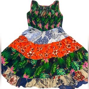 Sacred Threads Boho Tropical/Floral Flowy Tank Mini Dress | Size S/M | NWT